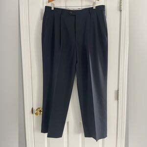 VTG Ralph Lauren Chaps Mens Dress Pants Slacks 38x30 Navy Blue Pleated Trousers